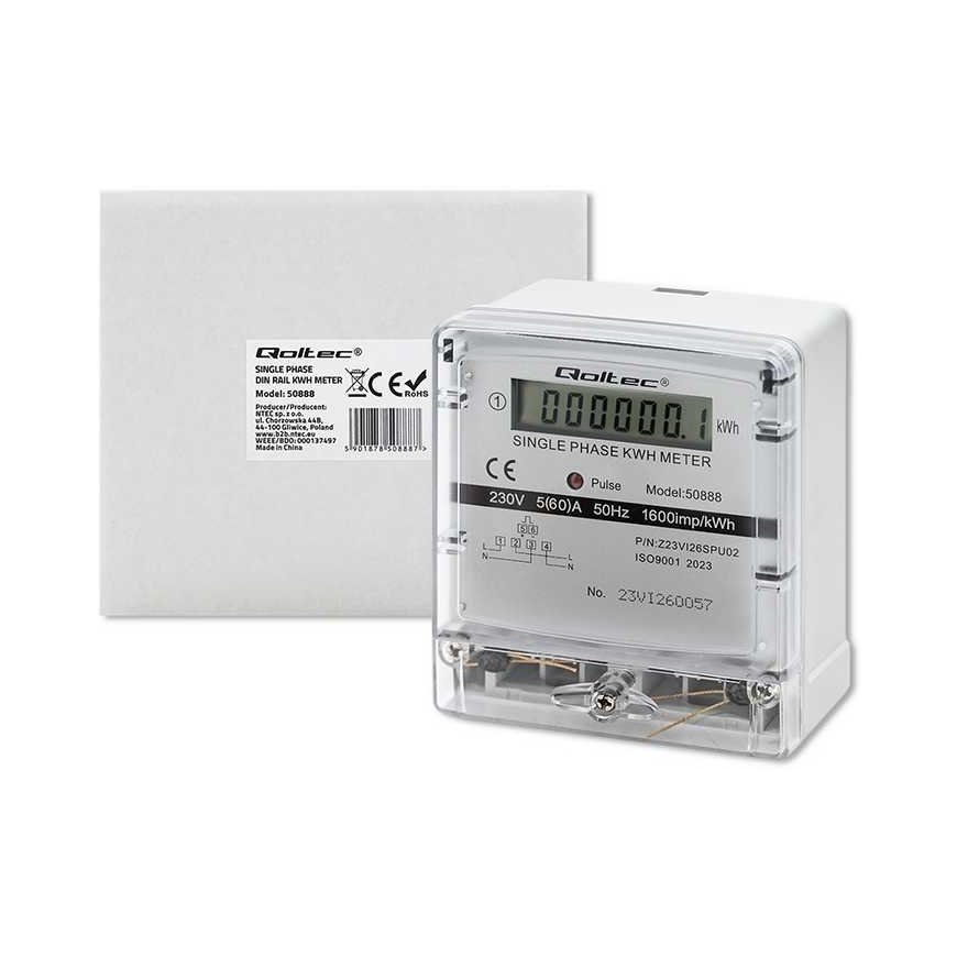 Qoltec Single-phase electronic meter | energy consumption meter | 230v | LCD – 5