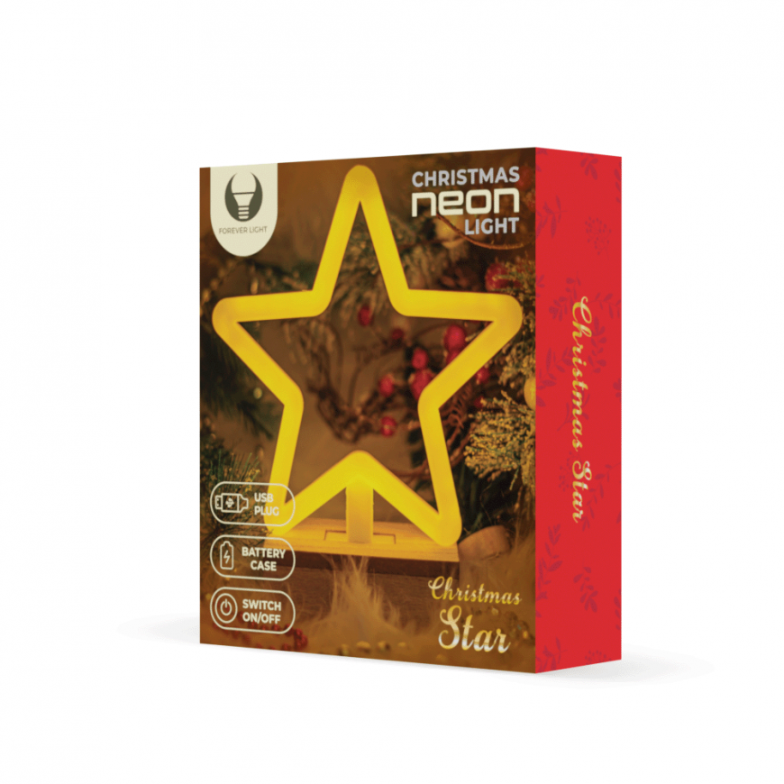 TelForceone Neon Wood Stand LED STAR warm white FLNW04 Forever Light – 3