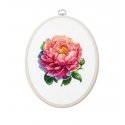 luca S Counted Cross Stitch Kit with Hoop Included Coral Charm Peony 12x12cm SBC205