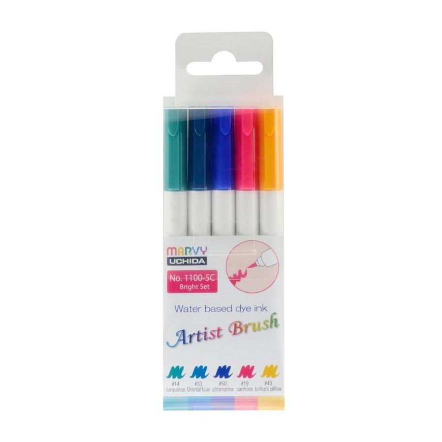 Marvy Uchida MARVY felt-tip pens with a brush tip Artist Bride, 5 pcs.
