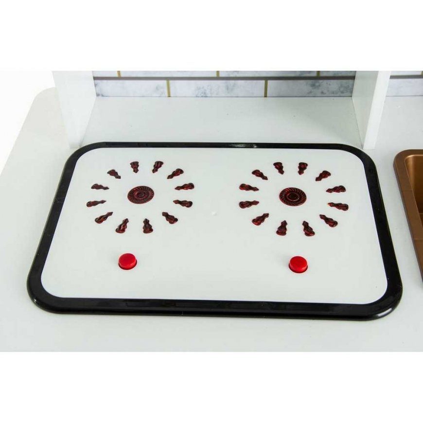 Enero Toys Virtuvė DREWNIANA DLA DZIECI LAMPKA LED 60x30x88,5CM Baltai RÓŻOWA – 4