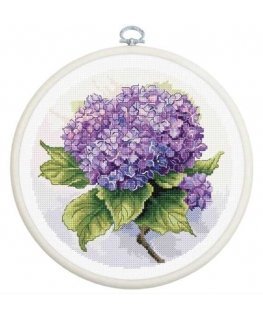 luca S Counted Cross Stitch Kit with Hoop Included "Hydrangea" 17x17cm SBC225