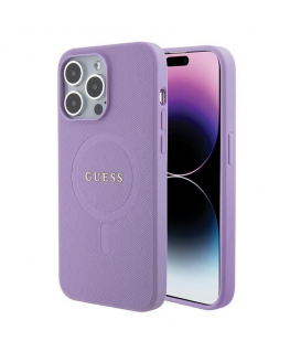 Guess case for iPhone 15 Pro 6.1" GUHMP15LPSAHMCU purple hardcase Saffiano MagSafe