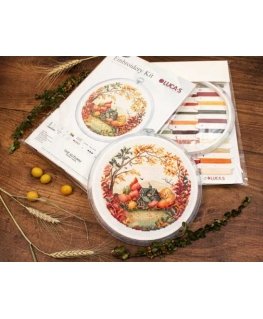 luca S Counted Cross Stitch Kit with Bow Included "Autumn" 17x17cm SBC221