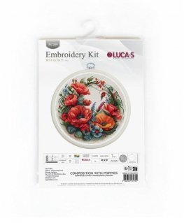 luca S Counted Cross Stitch Kit with Bow Included "Composition with Poppies" 17x17cm SBC209