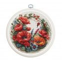 luca S Counted Cross Stitch Kit with Bow Included "Composition with Poppies" 17x17cm SBC209 luca S Counted Cross Stitch Kit with Bow Included "Composition with Poppies" 17x17cm SBC209