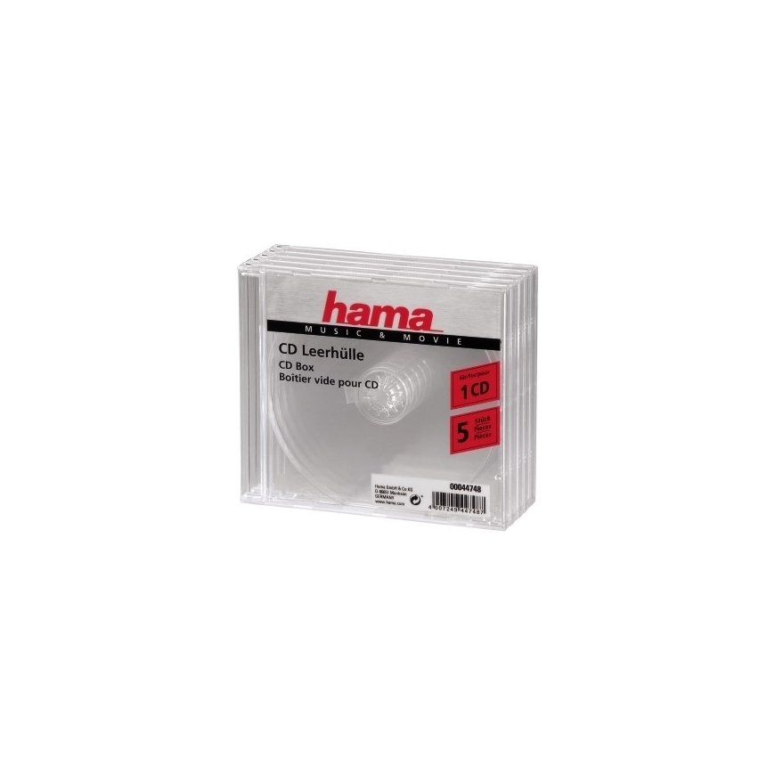 Hama CD/CD-ROM sleeves, clear, 5 pack
