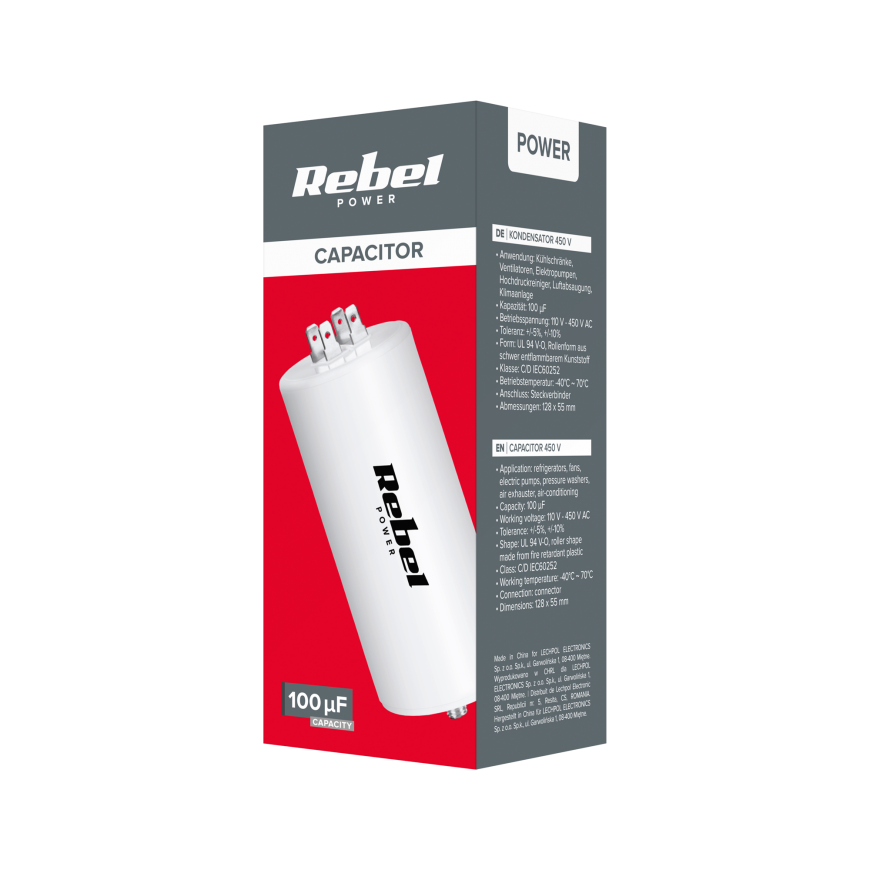 Rebel Kemot Motor Start Capacitor 100uF 450V – 5