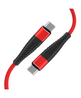 Fusion Fishbone USB-C to USB-C cable 65W | 3A | 1.5m red