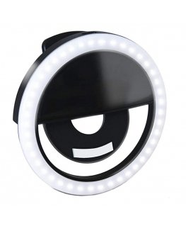 Elight CL1 Portable Travel Smarthone Easy Clip On Fix Led light for perfect selfie with battery Black