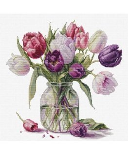 luca S Counted cross stitch kit "Bunch of tulips" 30x31 cm SB7029