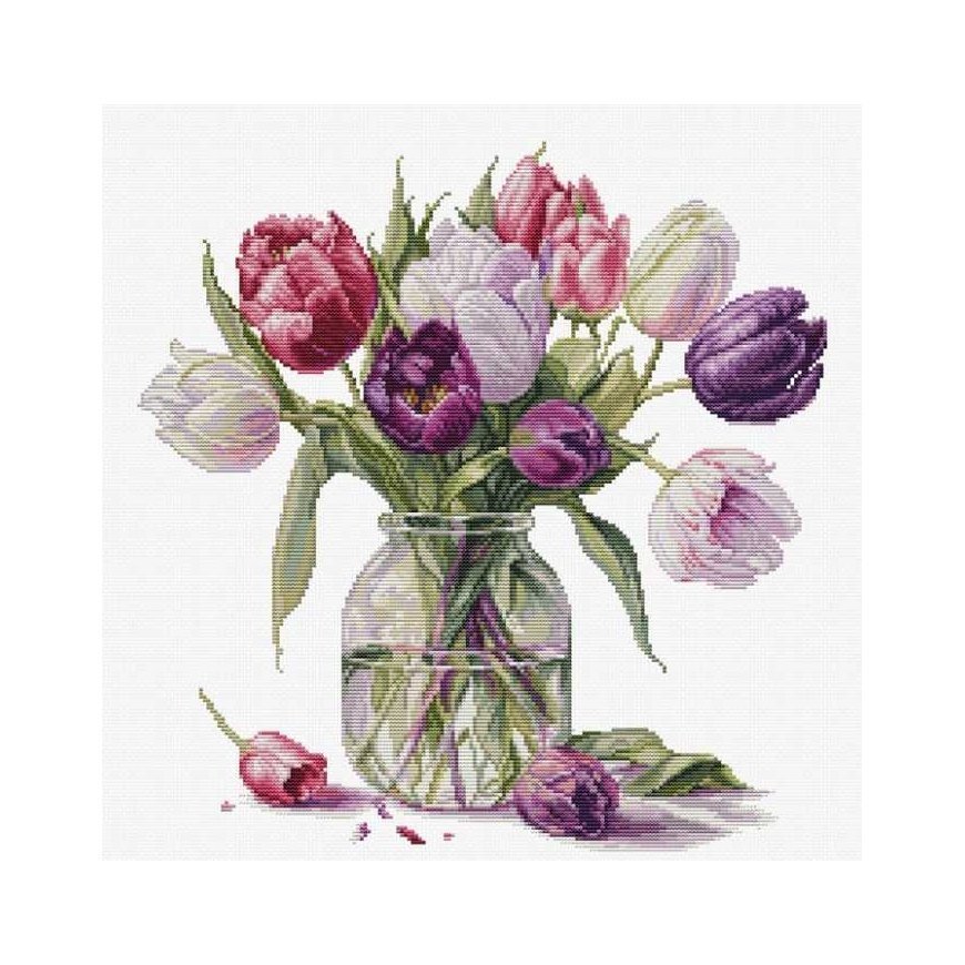 luca S Counted cross stitch kit "Bunch of tulips" 30x31 cm SB7029