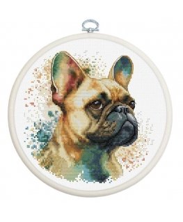 luca S Counted Cross Stitch Kit with Hoop Included French Bulldog 15x15cm SBC207