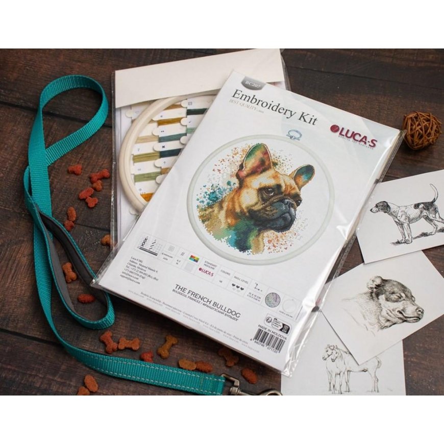 luca S Counted Cross Stitch Kit with Hoop Included French Bulldog 15x15cm SBC207 – 4