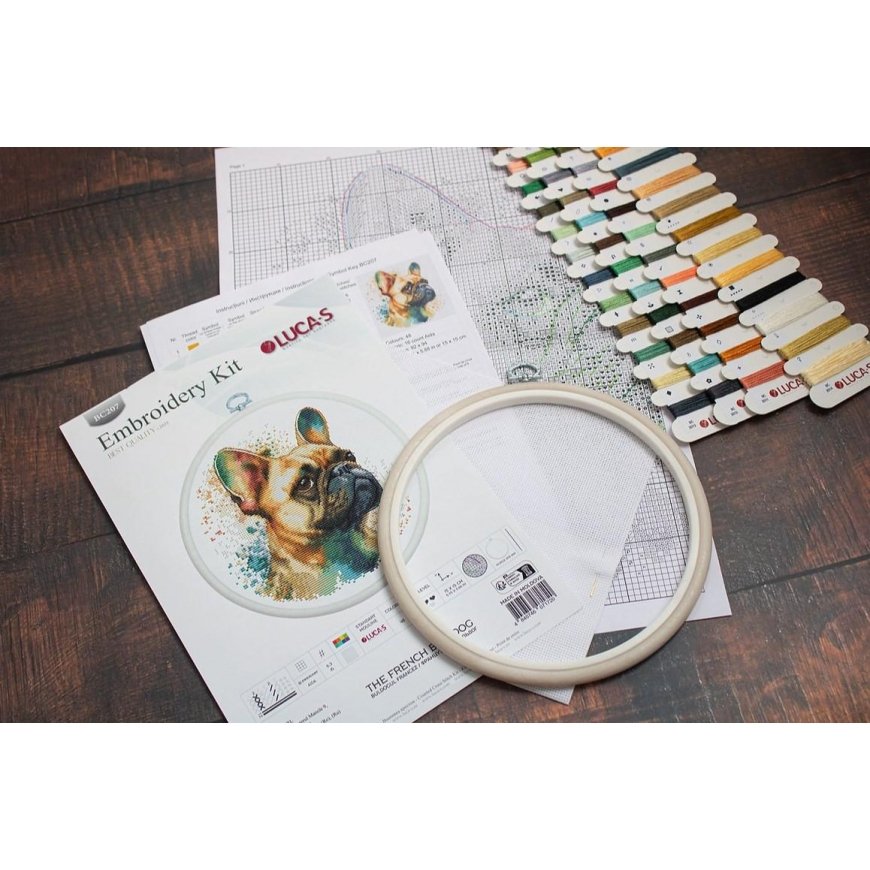 luca S Counted Cross Stitch Kit with Hoop Included French Bulldog 15x15cm SBC207 – 5