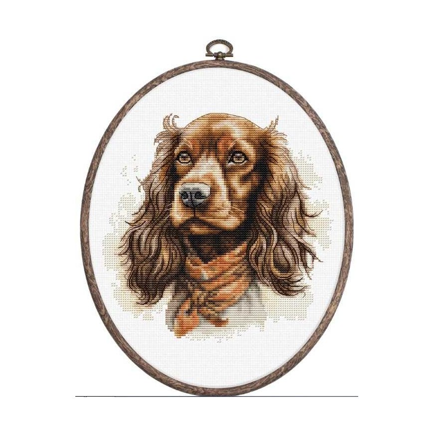 luca S Counted Cross Stitch Kit with Hoop Included Cocker Spaniel 16x16cm SBC223