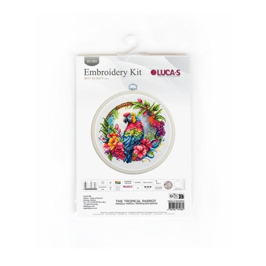 luca S Counted Cross Stitch Kit with Bow Included "Tropical Parrot" SBC201 – 3