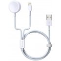 Devia kabelis Smart 2in1 V2 USB - Lightning baltas su indukciniu įkrovikliu Apple Watch Devia kabelis Smart 2in1 V2 USB - Lightning baltas su indukciniu įkrovikliu Apple Watch