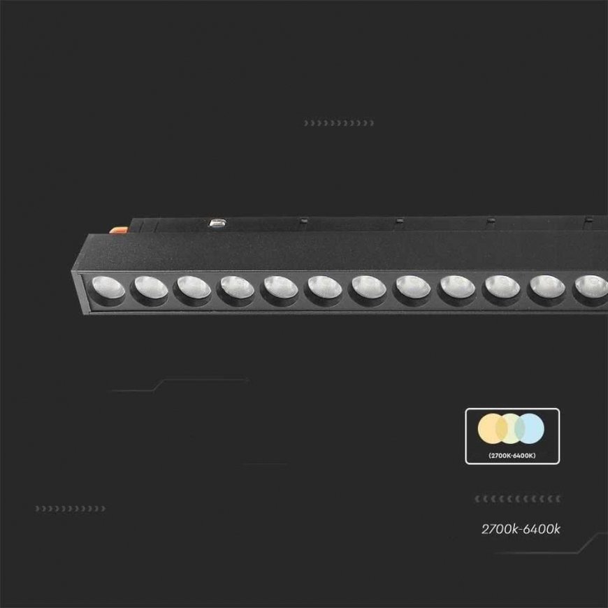 Rail luminaire 48V V-TAC 20W LED SMART WiFi TRACKLIGHT 3in1 Black VT-3621 2700K-6400K 2000lm – 2