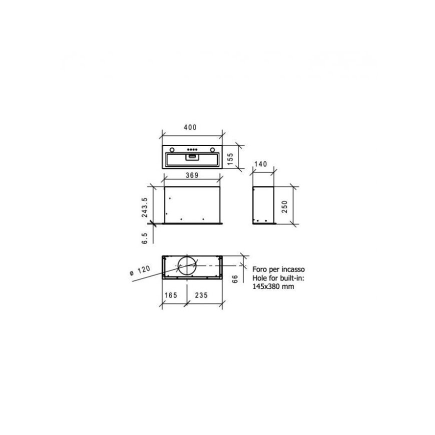 Baraldi Vertigo 40 cm 270m3/h built-in hood in stainless steel/grey – 2