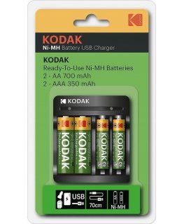 Orno Charger Kodak USB charger, 2xAA i 2xAAA + 2 pcs. batteries AA 700mAh i 2 pcs. Batteries AAA 350mAh