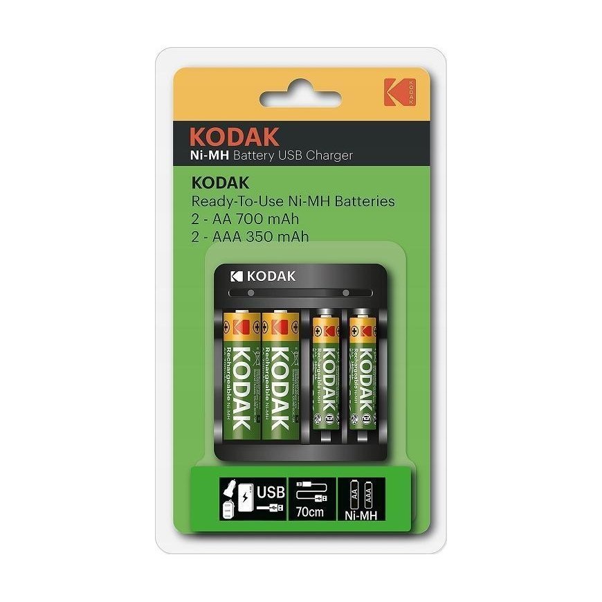 Orno Charger Kodak USB charger, 2xAA i 2xAAA + 2 pcs. batteries AA 700mAh i 2 pcs. Batteries AAA 350mAh