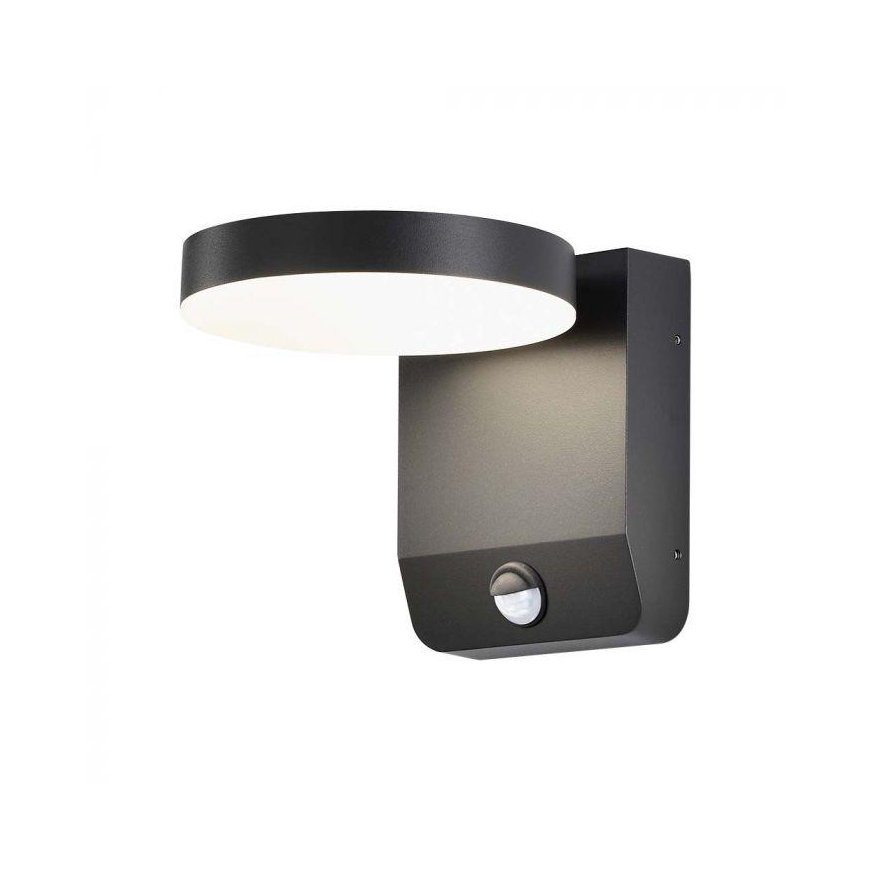 17W LED outdoor wall light, black, 4000K, IP65, with motion sensor