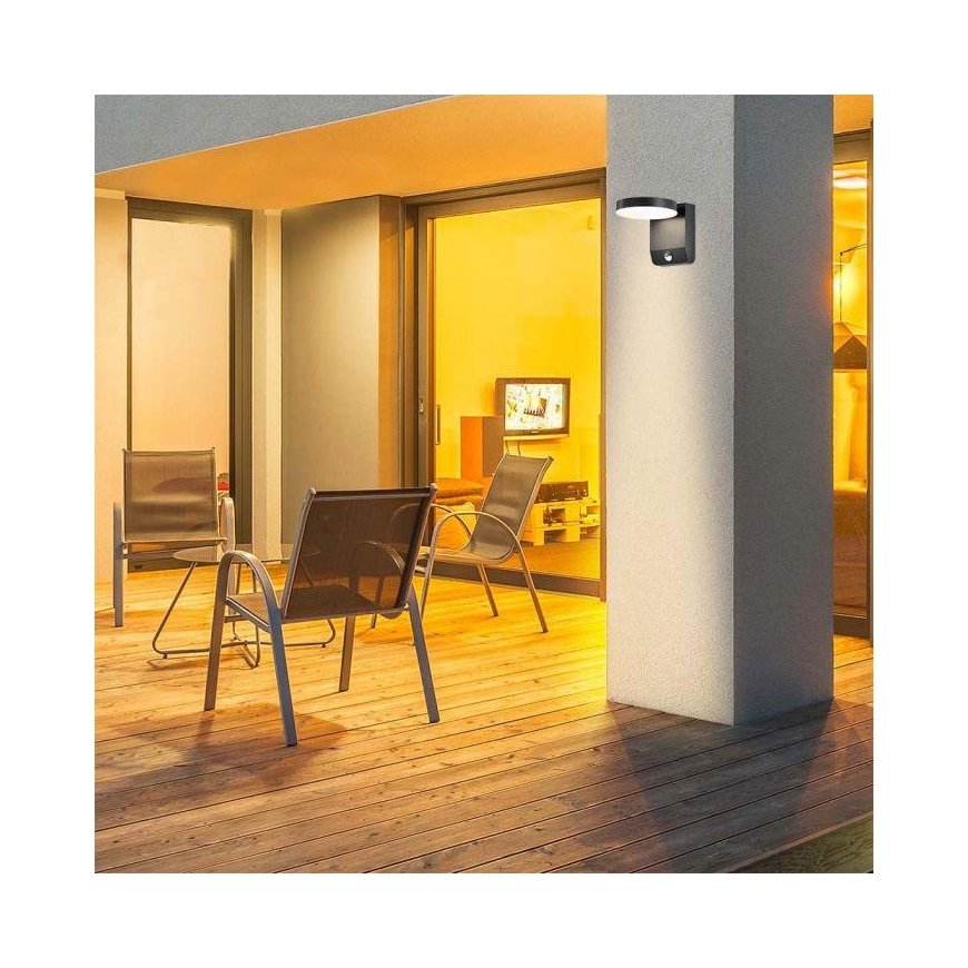 17W LED outdoor wall light, black, 4000K, IP65, with motion sensor – 2