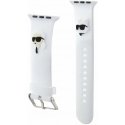 Karl Lagerfeld Karlas Lagerfeldas Karlas ir Choupette Head NFT laikrodžio dirželis, skirtas Apple Watch 38/40/41 Baltas