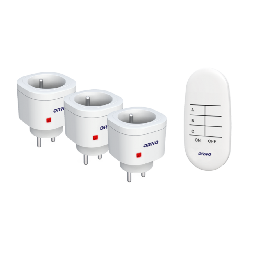 Orno Belaidžių mini lizdų rinkinys valdomas 3 + 1 nuotolinio valdymo pulteliu, schuko versija – 2