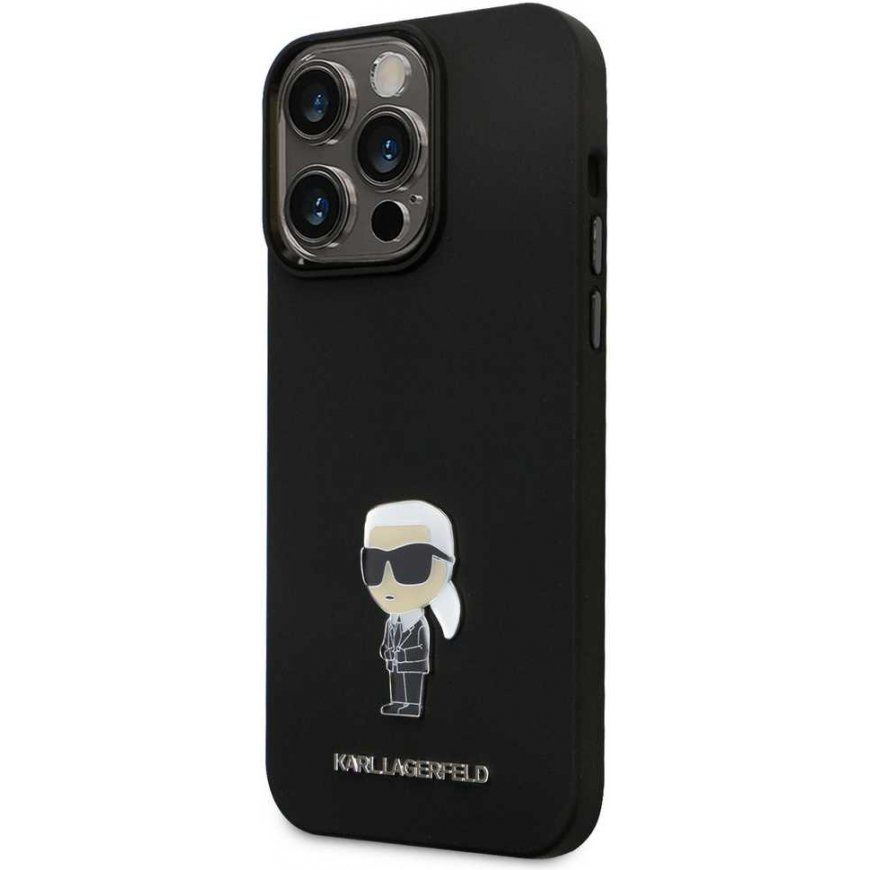 Karl Lagerfeld skystas silikoninis metalinis Ikonik dėklas, skirtas iPhone 15 Pro Max Juodas – 2