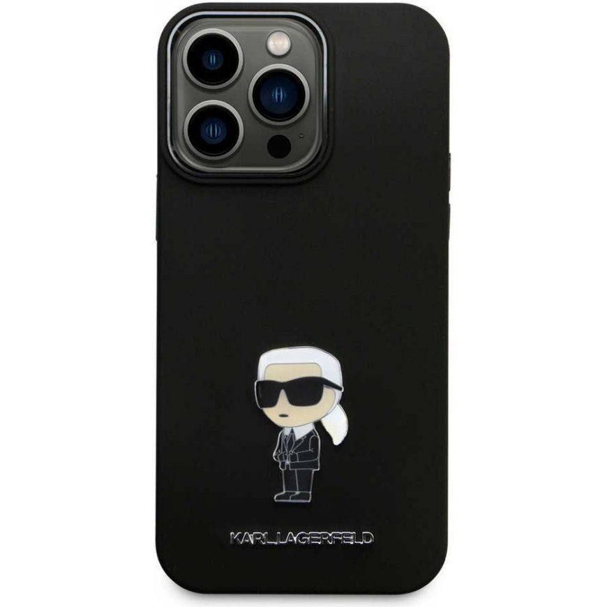 Karl Lagerfeld Liquid Silicone Metal Ikonik Case for iPhone 15 Pro Max Black – 3