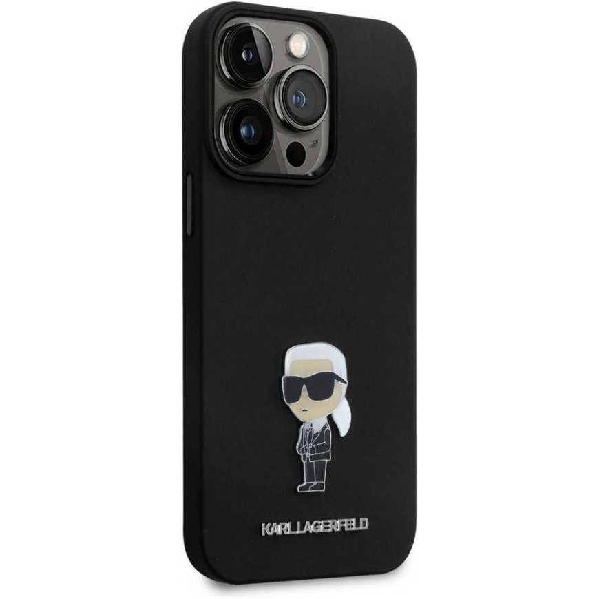 Karl Lagerfeld skystas silikoninis metalinis Ikonik dėklas, skirtas iPhone 15 Pro Max Juodas – 4
