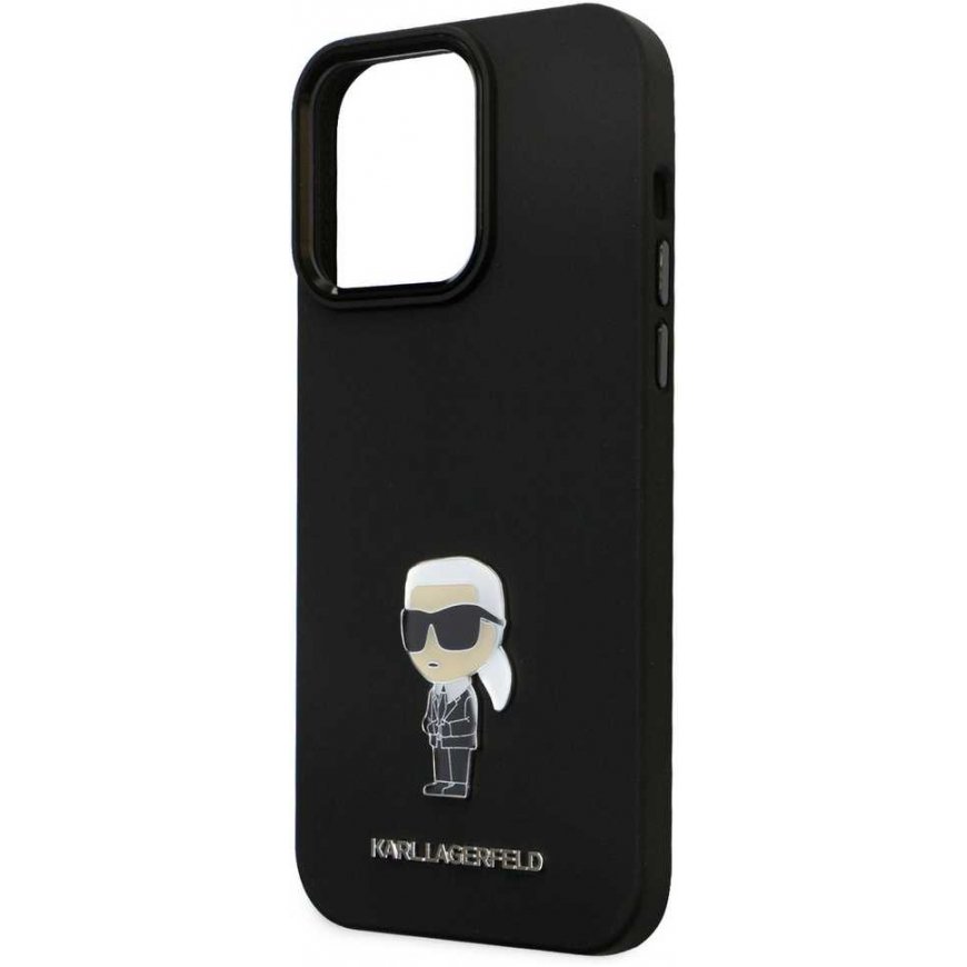Karl Lagerfeld skystas silikoninis metalinis Ikonik dėklas, skirtas iPhone 15 Pro Max Juodas – 5