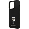 Karl Lagerfeld skystas silikoninis metalinis Ikonik dėklas, skirtas iPhone 15 Pro Max Juodas