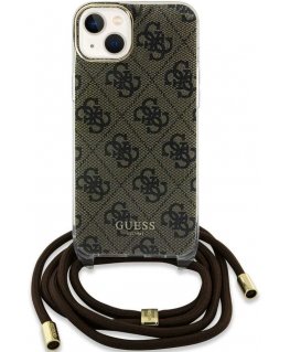 Case Guess IML 4G Printed Crossbody Case for iPhone 15 Brown