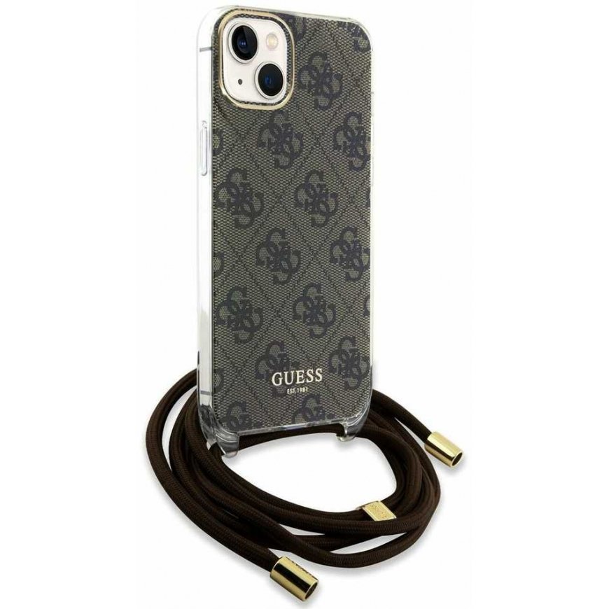 Case Guess IML 4G Printed Crossbody Case for iPhone 15 Brown – 2
