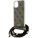 Case Guess IML 4G Printed Crossbody Case for iPhone 15 Brown