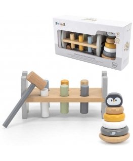 Viga Toys VIGA PolarB Set wooden pyramid + Punch Su with hammer penguin Montessori