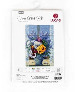 luca S Suskaičiuotas siuvinėjimo kryželiu rinkinys "Puokštė su našlaitėmis" 25x36cm SB7030