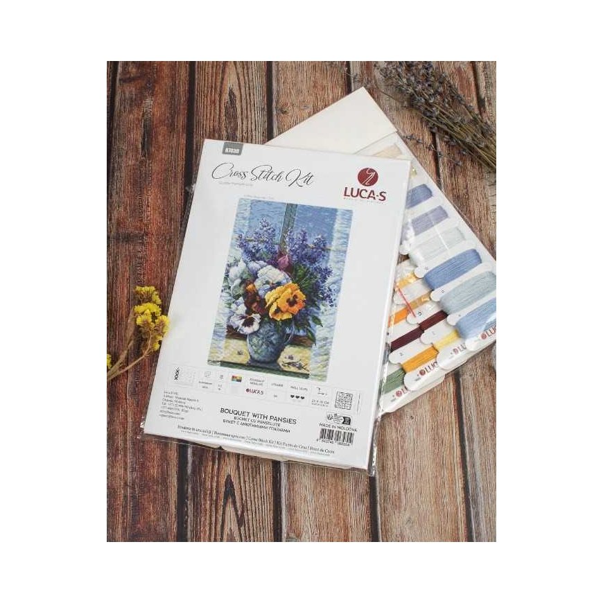 luca S Counted Cross Stitch Kit "Bouquet with Pansy" 25x36cm SB7030 – 3