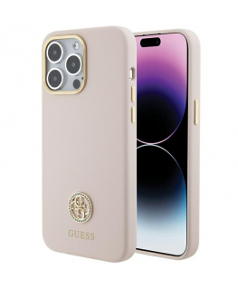 Guess dėklas, skirtas iPhone 15 Pro Max 6.7" GUHCP15XM4DGPP rožinis kietas dėklas Silicone Logo Strass 4G