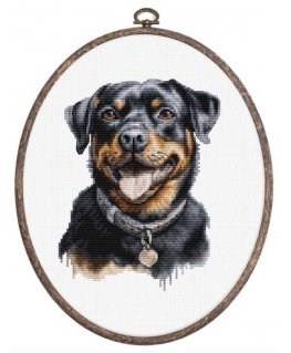 luca S Counted Cross Stitch Kit with Hoop Included Rottweiler 13x17cm SBC229