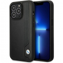 Dėklas BMW BMHCP14L22RBDK iPhone 14 Pro 6,1" juodas/juodas kietas dėklas, oda mėlyni taškai Dėklas BMW BMHCP14L22RBDK iPhone 14 Pro 6,1" juodas/juodas kietas dėklas, oda mėlyni taškai
