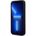 Dėklas BMW BMHCP14L22RBDK iPhone 14 Pro 6,1" juodas/juodas kietas dėklas, oda mėlyni taškai Dėklas BMW BMHCP14L22RBDK iPhone 14 Pro 6,1" juodas/juodas kietas dėklas, oda mėlyni taškai
