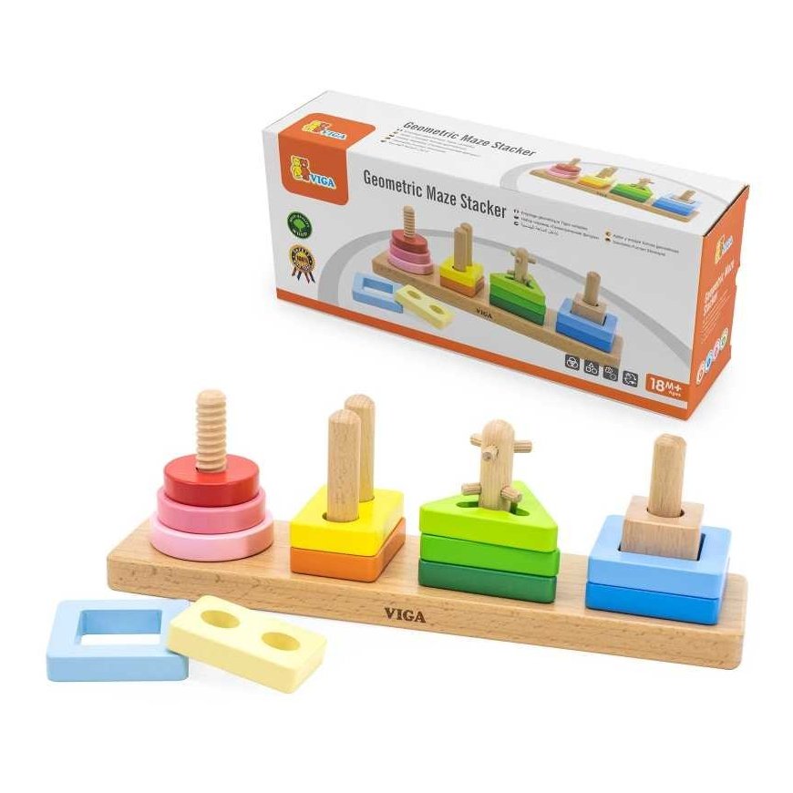 Puzzle Viga Toys VIGA Drewniany Geometryczny Sorter Labirynt