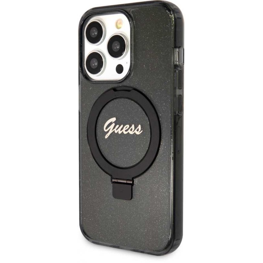 Guess IML Ring Stand Glitter MagSafe Case for iPhone 15 Pro Black – 2