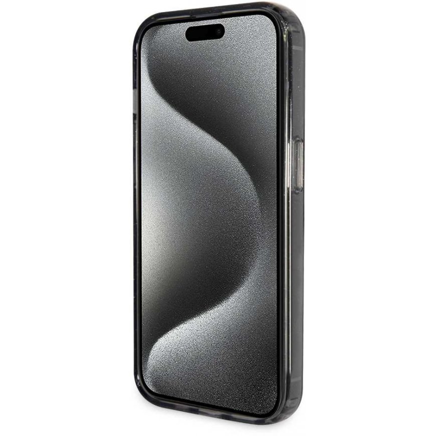Guess IML Ring Stand Glitter MagSafe Case for iPhone 15 Pro Black – 5