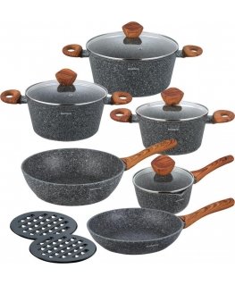 GRANITE POTS Set of 12 KLAUSBERG KB-7242 GRANIT WOOD