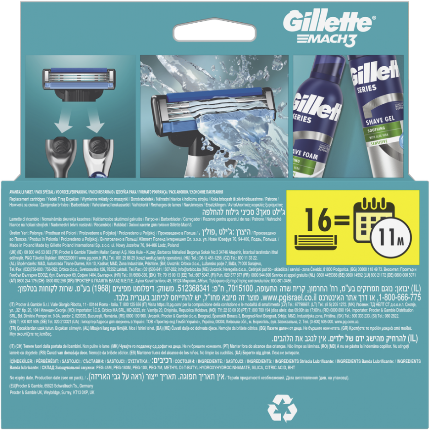 Gillette Mach3 Razor Heads for Men 16 pcs – 3